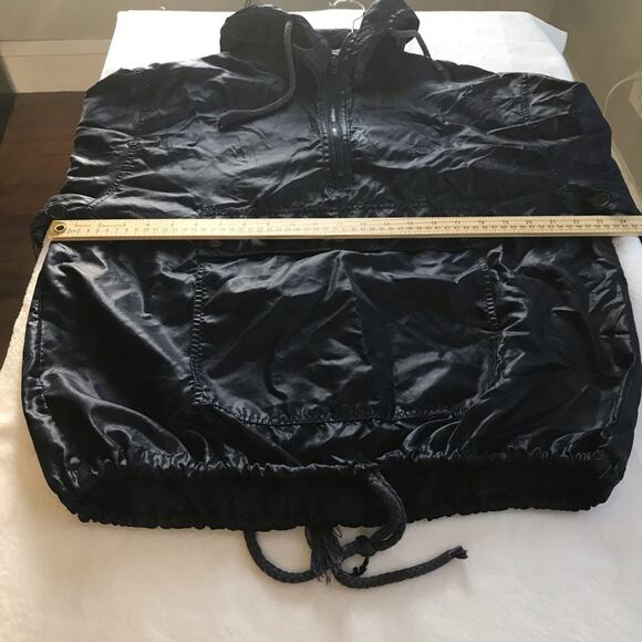 Vintage izod med navy blue long sleeve kangaroo pouch nylon windbreaker anorak - Picture 6 of 6